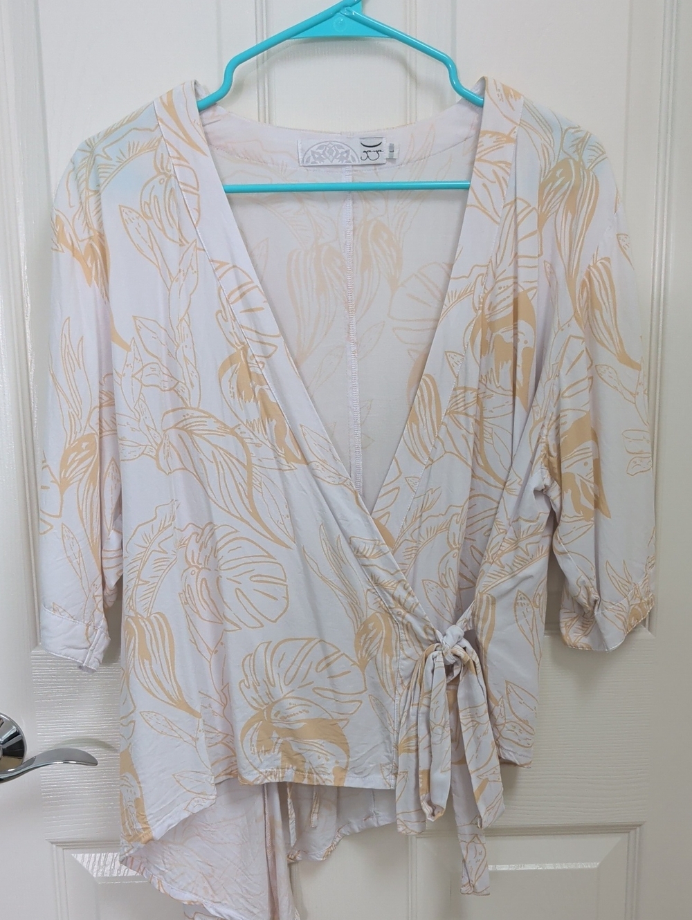 Gaya- Wrap Top in White and Orange Florals